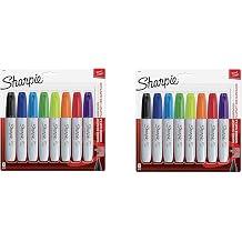 Sharpie 38250PP Permanent Markers, Chisel Tip, Assorted Colors, 8-Count, 16 Markers