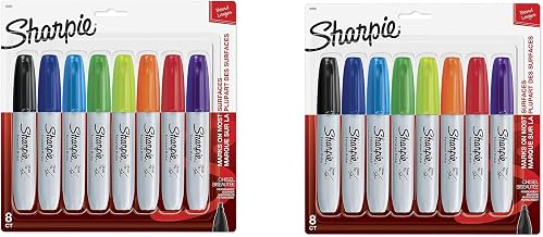 Sharpie 38250PP Permanent Markers, Chisel Tip, Assorted Colors, 8-Count, 16 Markers