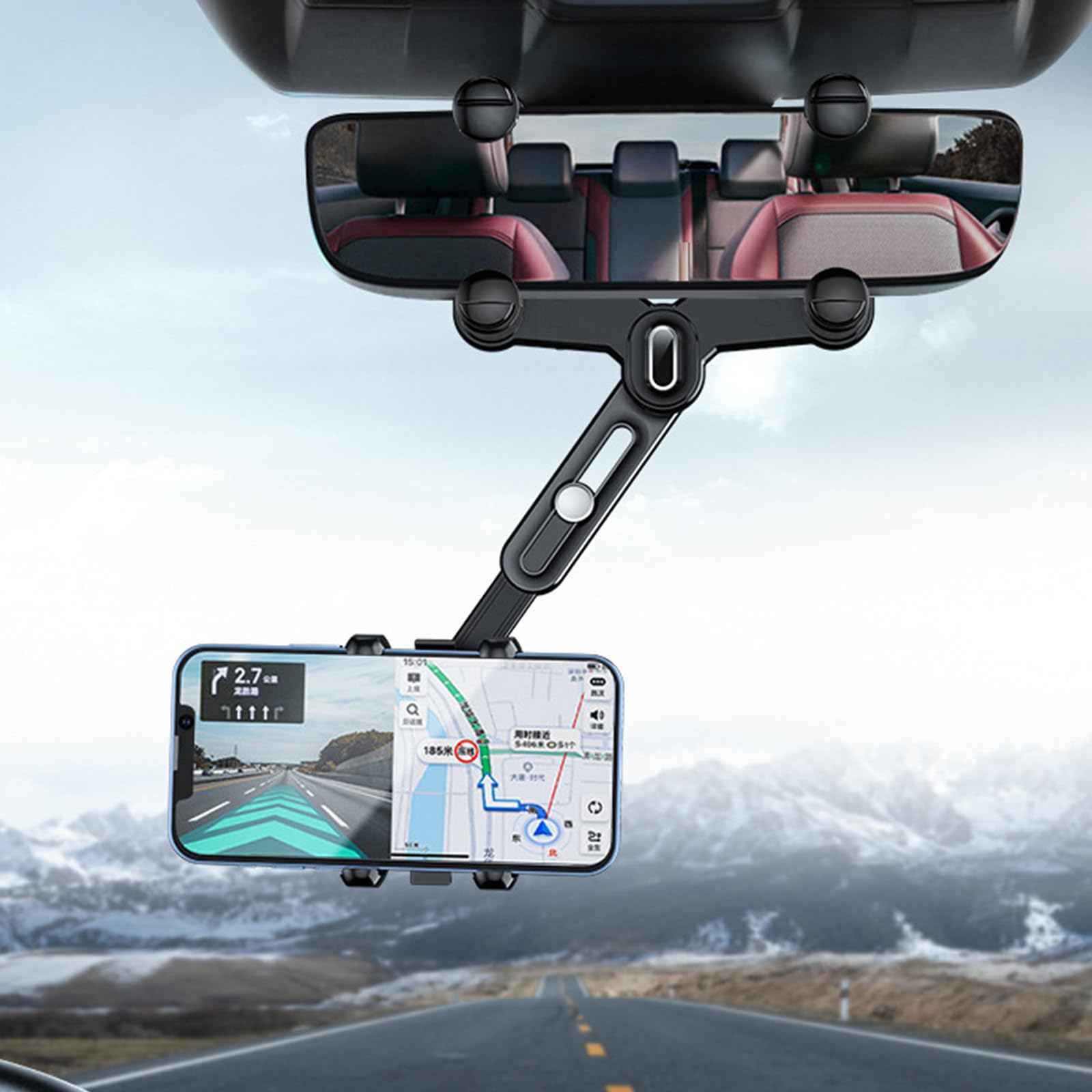 360 supporto girevole per cellulare per auto, specchietto retrovisore, supporto per telefono semplice per smartphone