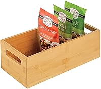 Vista 15 de mDesign Bandeja organizadora delgada de bambú para gabinete de cocina y cajón de refrigerador, contenedor de almacenamiento para cubiertos, cucharas