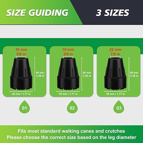 Miniatura 3 de supregear Puntas de caña de 34 pulgadas, paquete de 2 puntas de repuesto de goma resistente para bastones, muletas, bastones, puntas antideslizantes