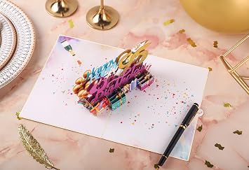 Liif Happy 95th Birthday 3D Pop Up Card, 95 Birthday Card for Women, Men, Mom, Dad