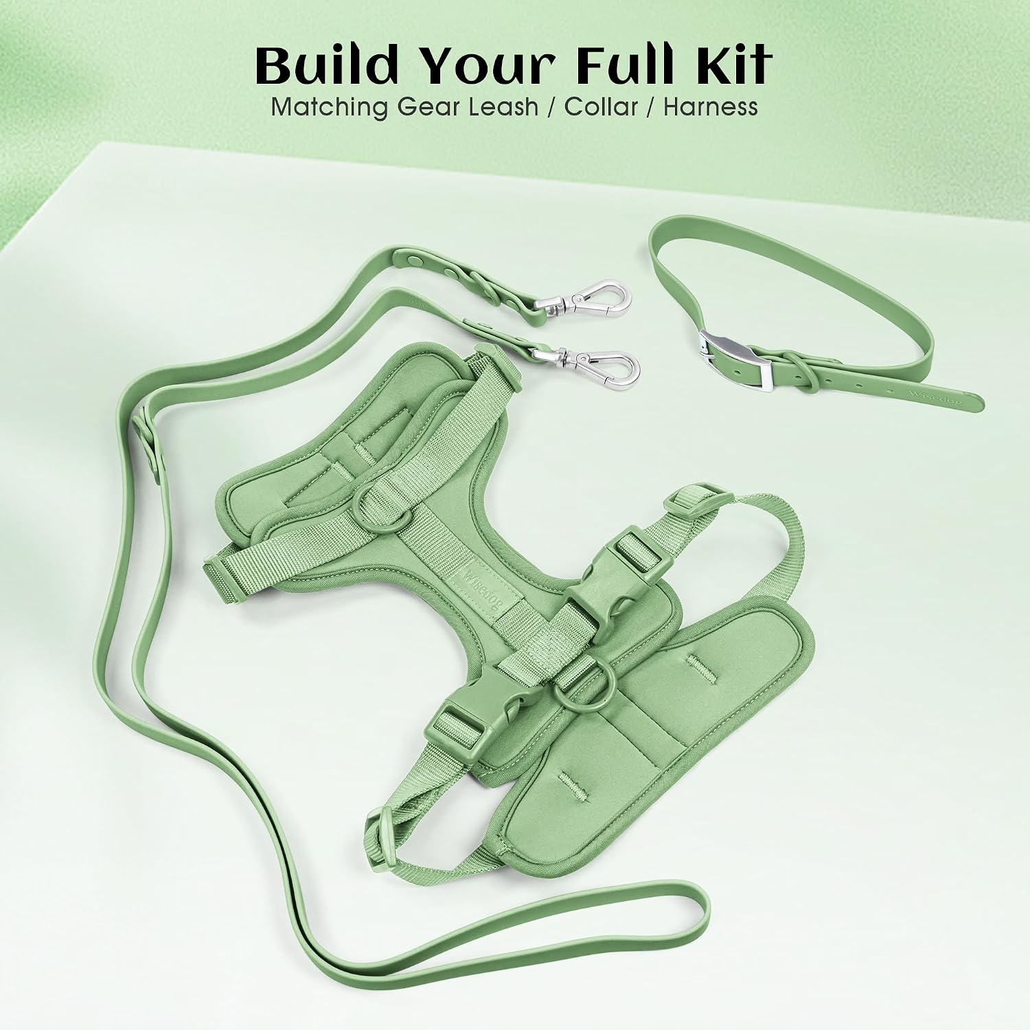 Wisedog No Pull Dog Harness, Sage Green, Medium | Lightweight, Adjustable Breathable Pet Vest, Soft & Comfortable Cushion, Small Medium Large Dogs