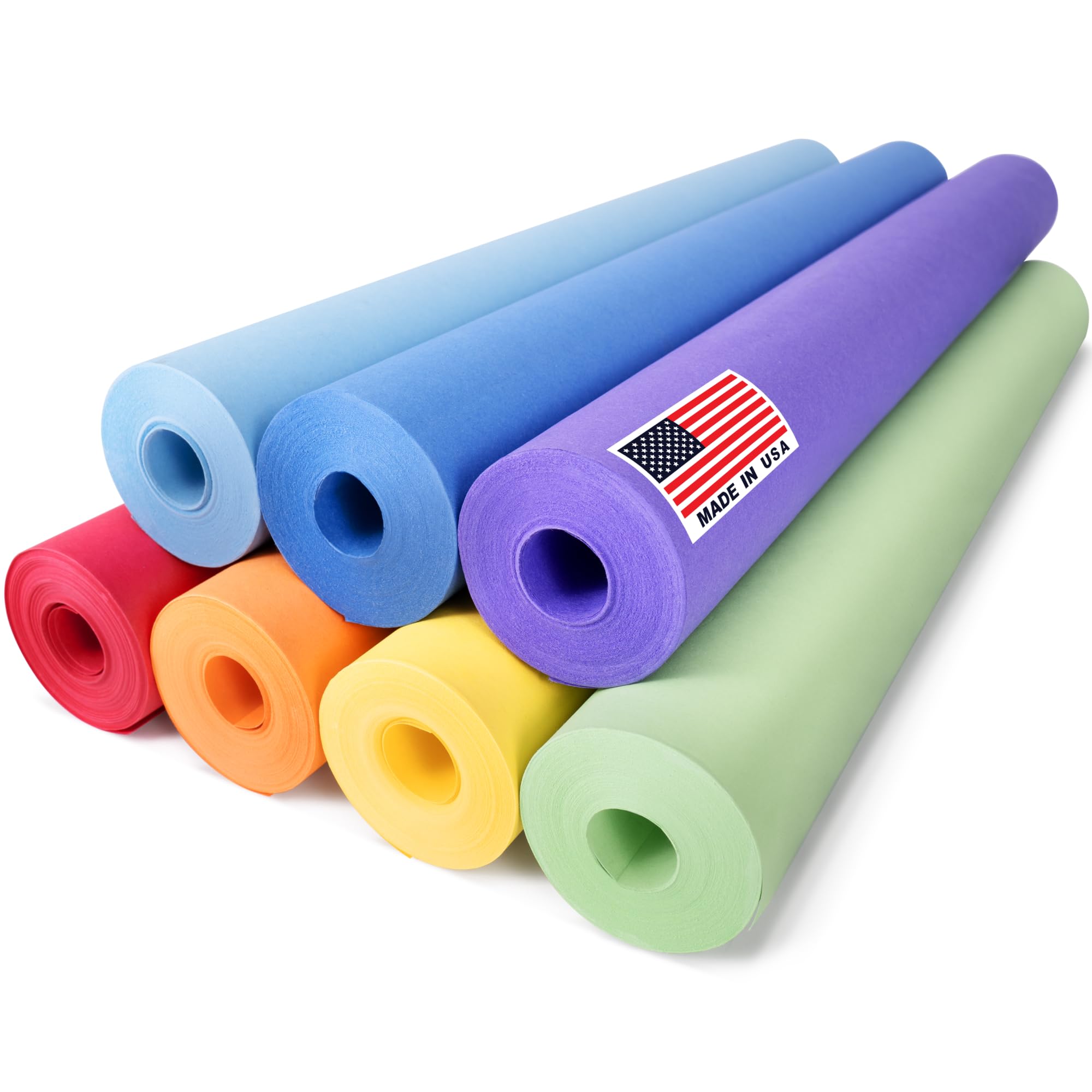 Lot de rouleaux de papier kraft arc-en-ciel de 61 x 3048 cm, 20,4 kg, 7 couleurs – Fabriqué aux États-Unis pour les arts et l'artisanat, les projets de bricolage, l'emballage cadeau