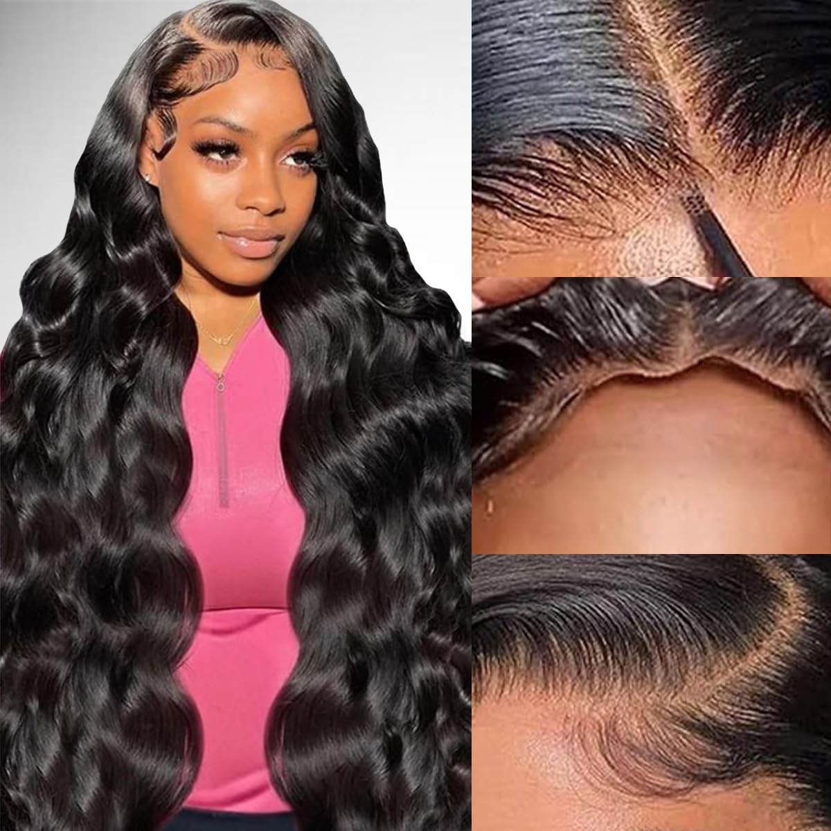 Wear and Go Glueless Wigs Human Hair Pre Plucked Pre Cut 5x5 HD Lace Closure Wigs Human Hair Body Wave with Baby Hair Body Wave Human Hair Wig for Beginners Natural Black 200% Density 22 Inch