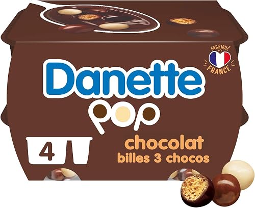DANETTE POP Crème Dessert Billes croustillantes 3 Chocos Chocolat 4 x 117 g