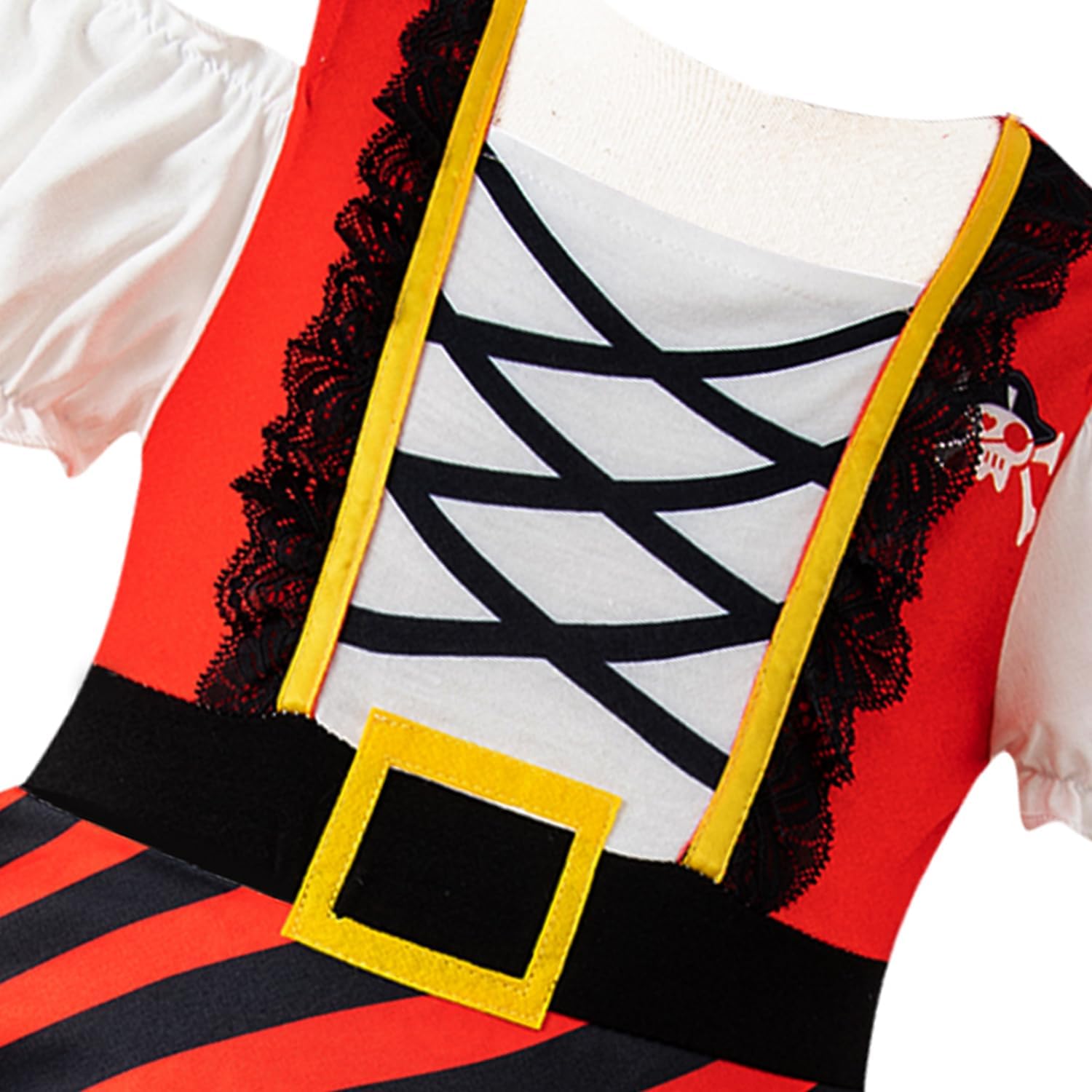Baby Girls Pirate Costume Kids Pirate Hat Eye Patch Role Play Girls Outfit Halloween Dress Up