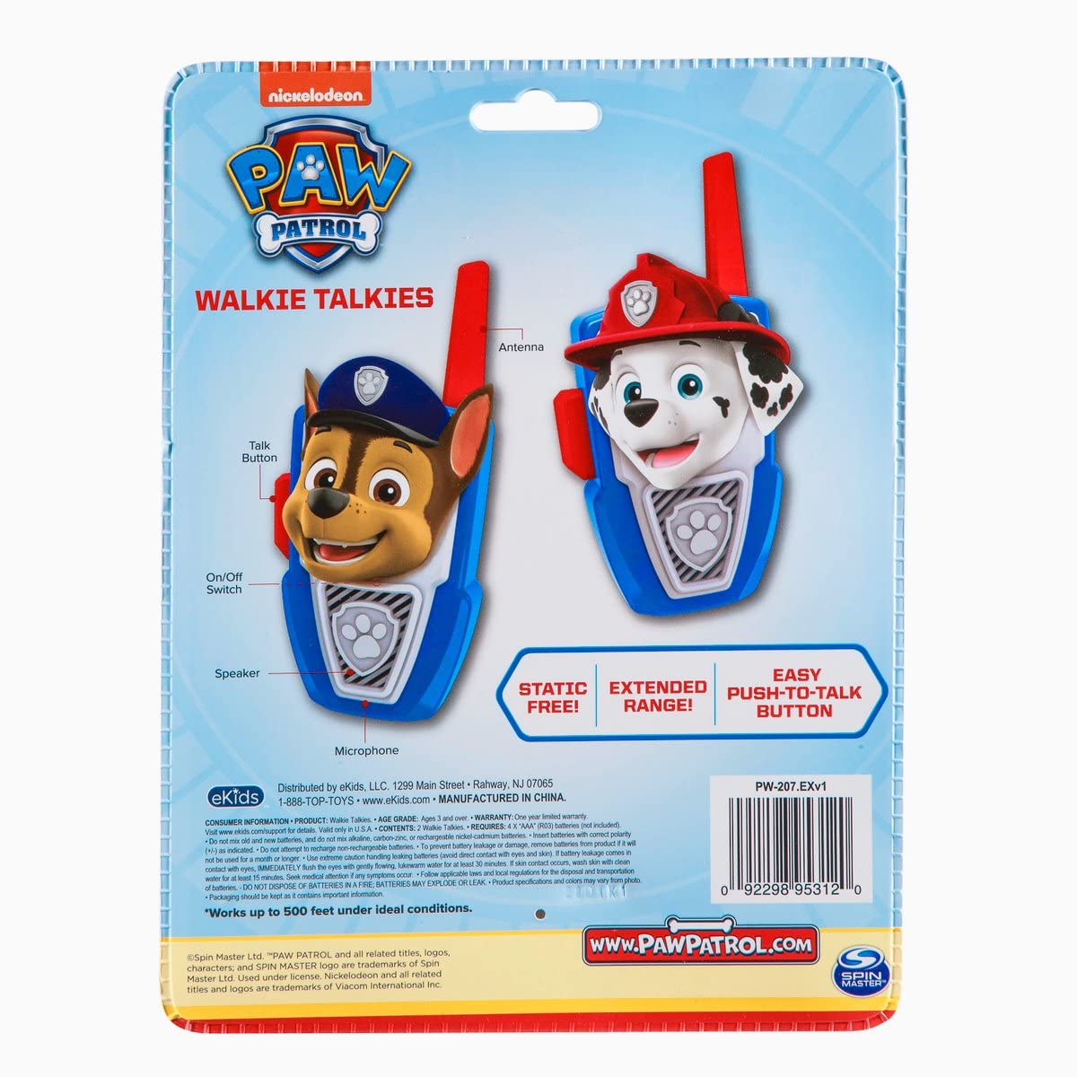 Paw Patrol Toy Walkie Talkies for Kids, Indoor and Outdoor Toys for