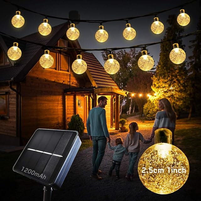 BYSMAH Solar Garden Lights Outdoor, 11M/36FT 60 LED Solar String Lights, Waterproof Crystal Globe Lights 8Modes for Christmas Tree Garden Patio Yard Parties Wedding Indoor Outdoor(Warm White)