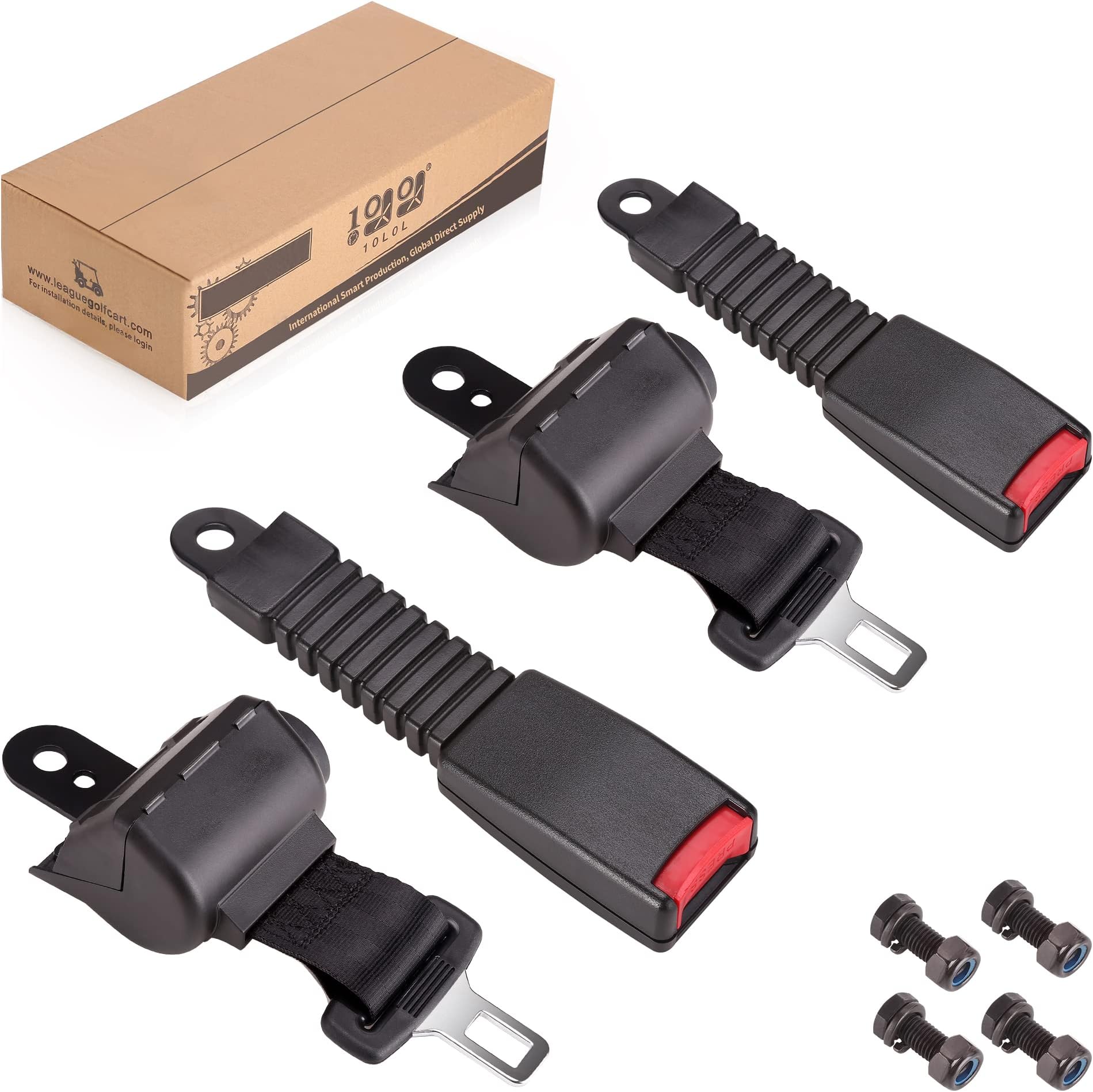 10L0L Universal Seat Belts Kit for Yamaha EZGO Club Car Golf Cart, 42 Inch Retractable Street Legal Seat Belts, Set of 2
