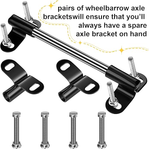 Miniatura 6 de Jutom Juego de soportes de eje de carretilla compatible con ejes de carretilla de 58 pulgadas de 10 x 0.63 pulgadas, eje de carretilla resistente, 4