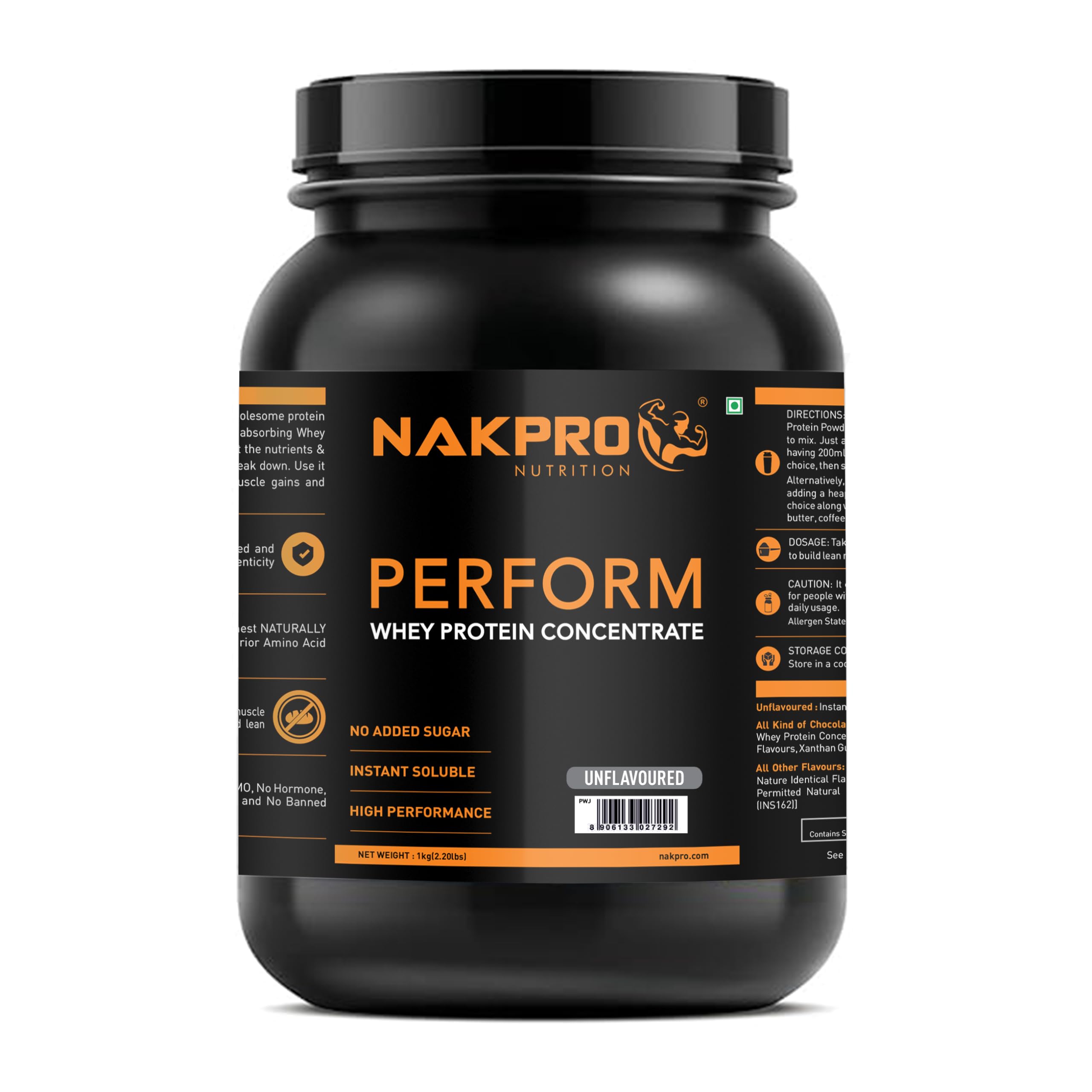 NAKPRO Perform Whey Protein Concentrate 1kg Unflavoured, Jar | 26g Protein, 5.7g BCAA | Trustified Certified 100% Authentic Supplement Powder & No Adulteration | Fast Absorbing Whey Protein Powder-image-43