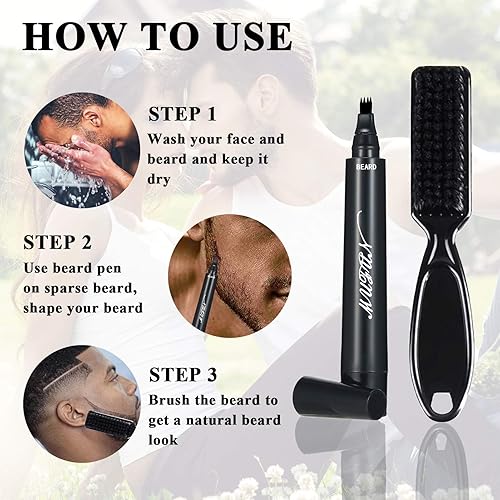 Miniatura 4 de Relleno de lápiz de barba para hombres, a prueba de sudor, resistente al agua, de larga duración y acabado natural, mejora el vello facial, forma de