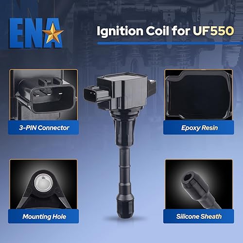 Miniatura 2 de ENA Juego de 1 bobina de encendido compatible con Nissan 350Z Altima Maxima Murano Pathfinder Quest EX35 FX35 G25 G35 JX35 Reemplazo para C1670 UF550