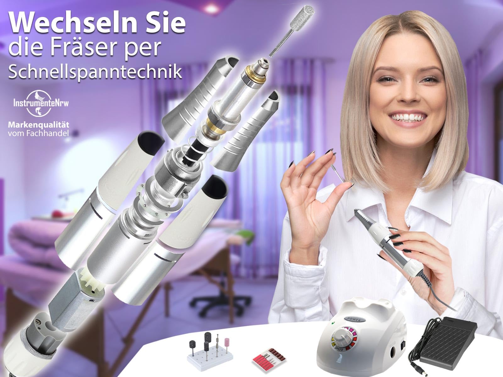 Profi Fußpflegegerät Pediküre Set Schleifgerät für die Hornhautentfernung | Hornhautenferner mit speziellem Fräser-Set für die Entfernung von Hornhaut