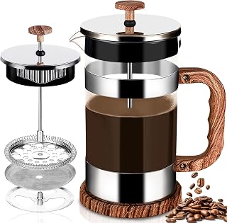 French Press coffee maker, 1000ml small coffee press made of stainless steel filter and heat resistant glass, French press filter for coffee or tea, cafetière, coffee press made of glass