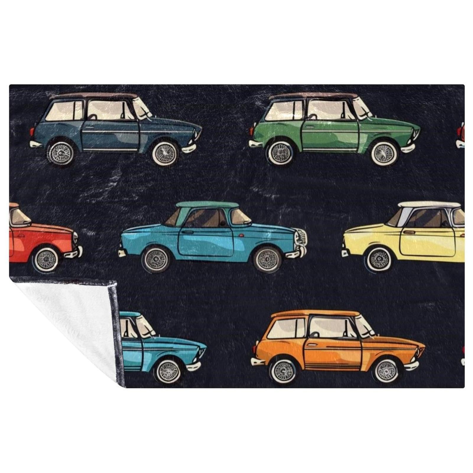 Couverture vintage voiture plaid doux et chaud jeté de canape lit 150x100