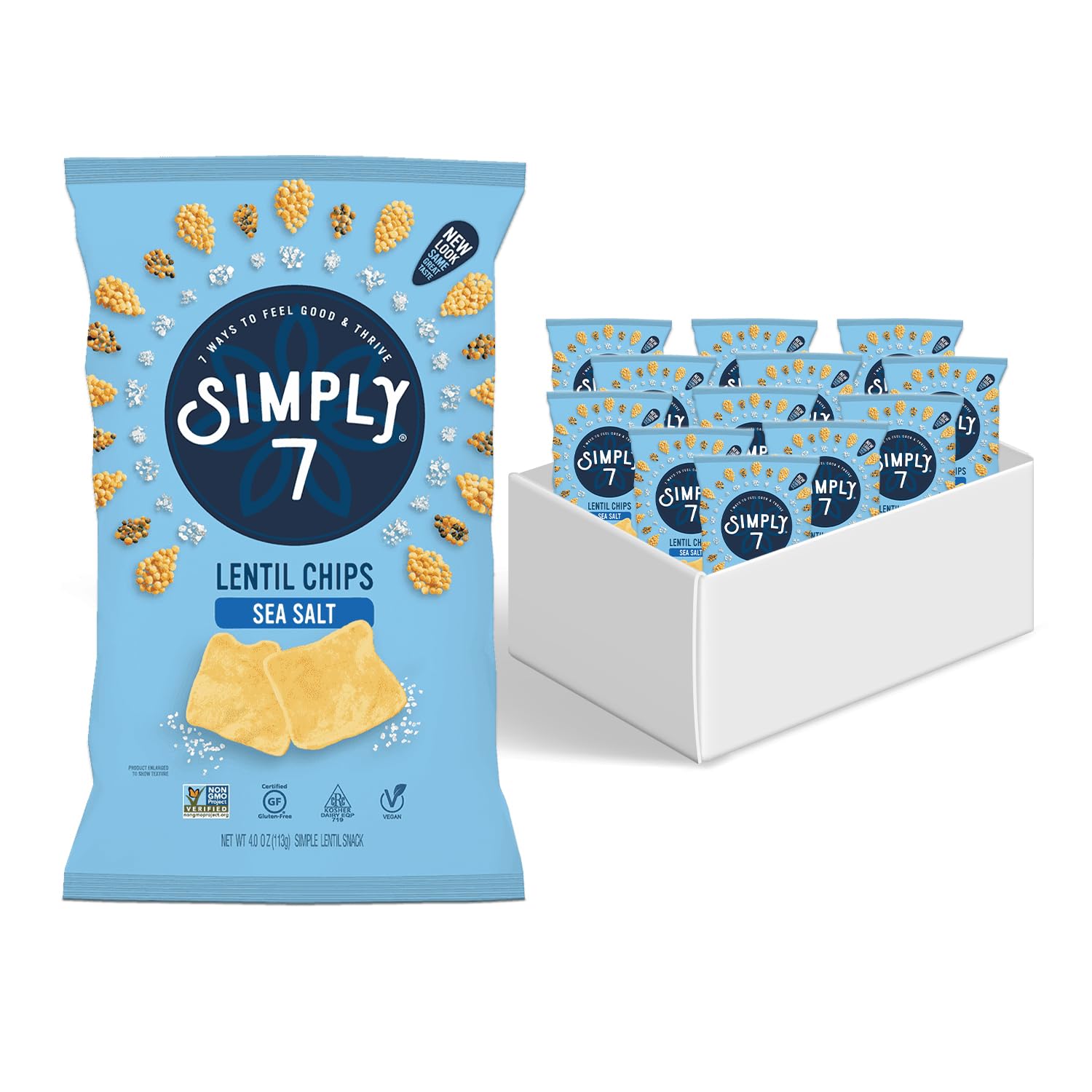 Lentil Chips, Sea Salt, 4-ounce Bags (Pack of 12)