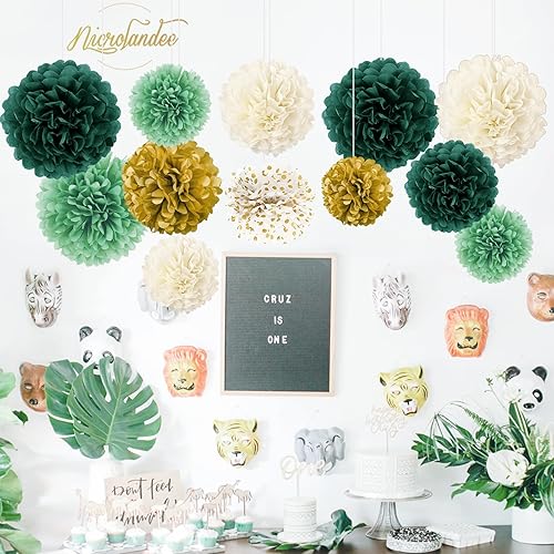 Miniatura 20 de NICROLANDEE Decoraciones de boda – 12 pompones de papel de seda de oro rosa para fiesta de compromiso, boda, cumpleaños, despedida de soltera, baby