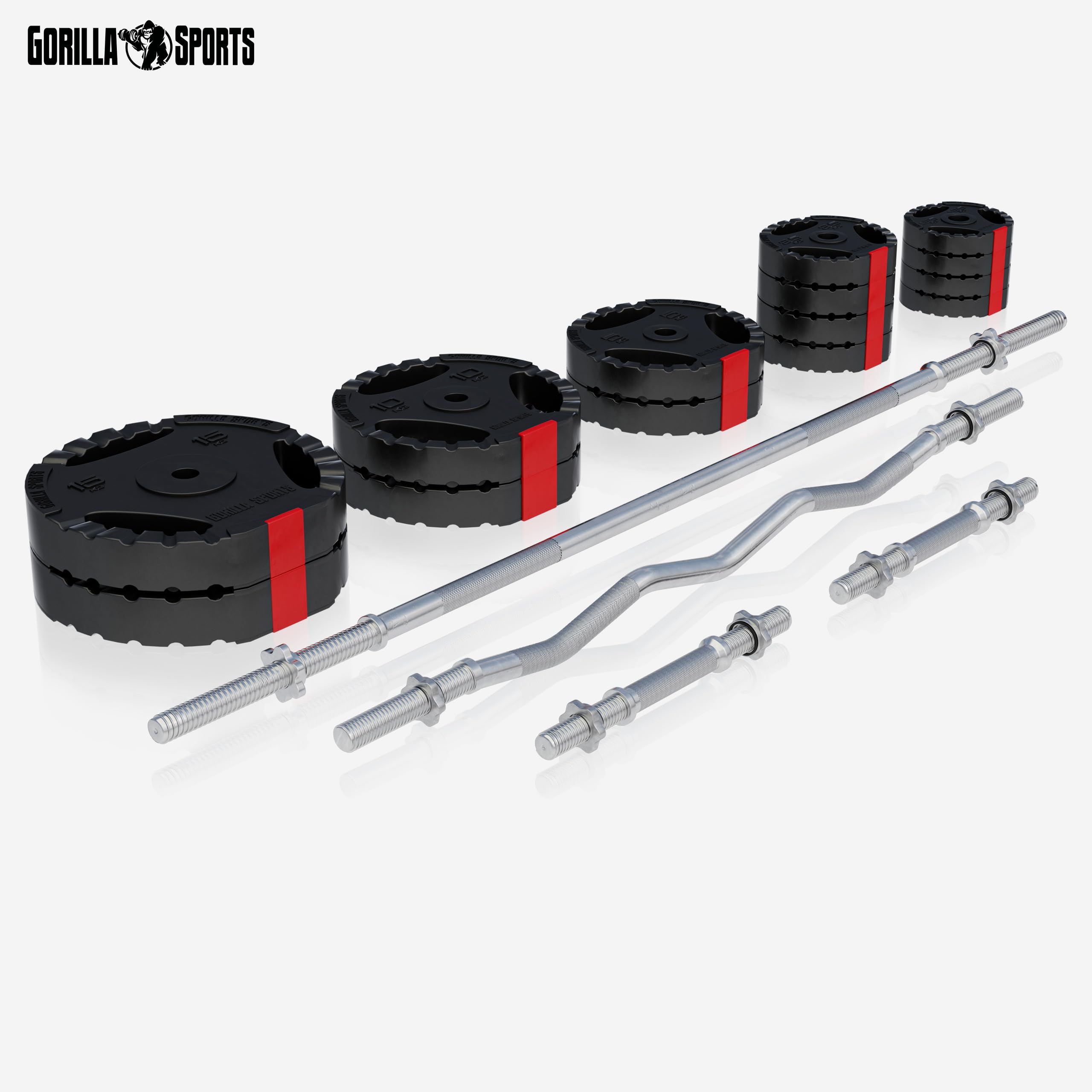 GORILLA SPORTS® Panca Multifunzione - con Set di Pesi 100kg, Schienale Regolabile, Porta bilanciere, Stazione Butterfly, Carico Massimo 280kg, Bianco o Nero - Panca Pesi, Stazione Palestra, Fitness