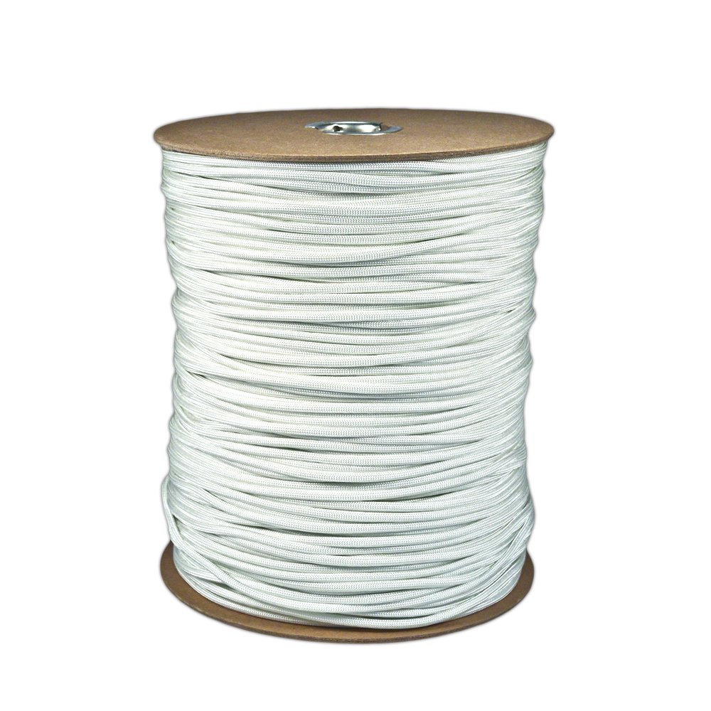 PARACORD PLANET | Typ III 250 kg Zugfestigkeit 7 Innenstränge Paracord – ideal für Outdoor-Erholung, Angeln, Jagd und Camping | weiß, 300 m Spule
