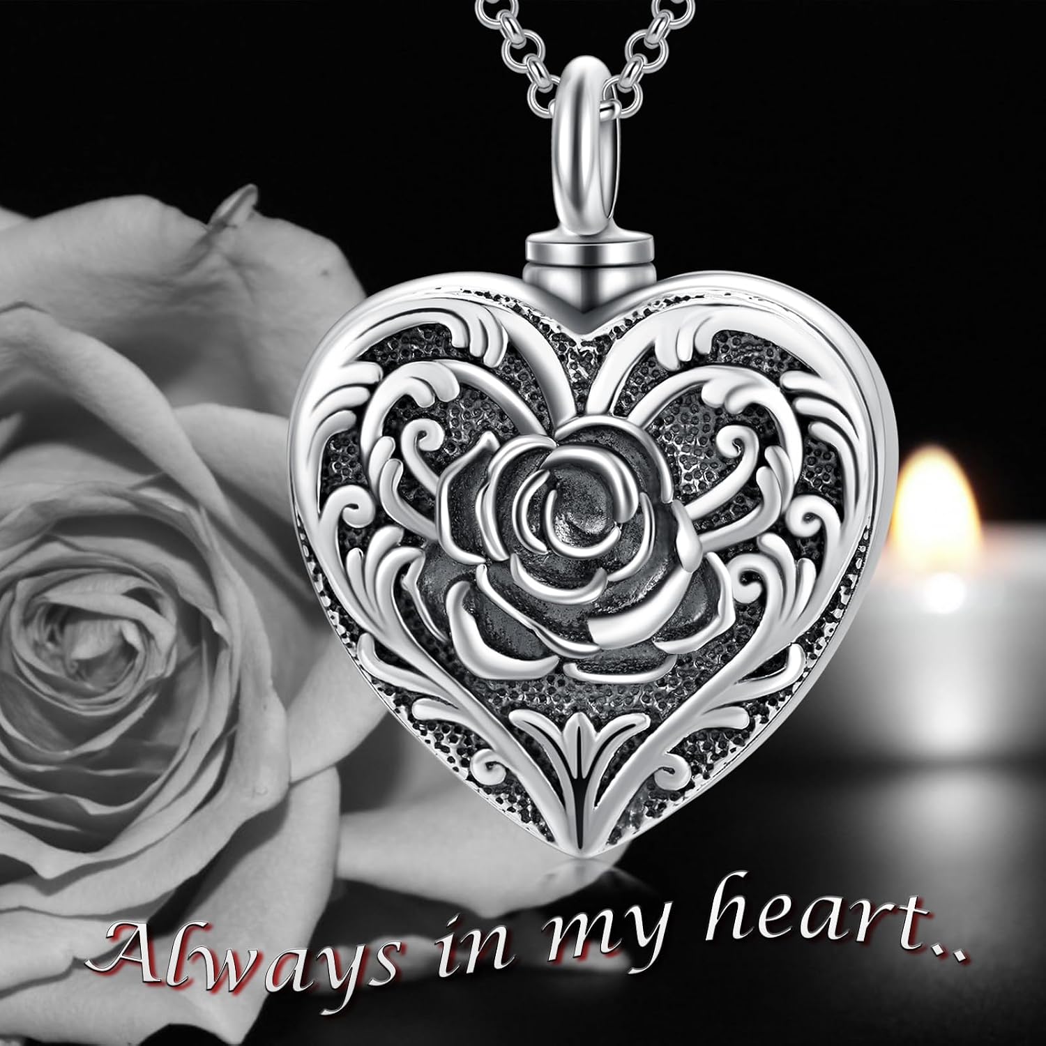 SOULMEET Personalized Photo Urn Necklace for Ashes, Sterling Silver Ashes Locket Necklace That Holds Pictures, Memorial Keepsake Cameo Cremation Jewelry for Women Men