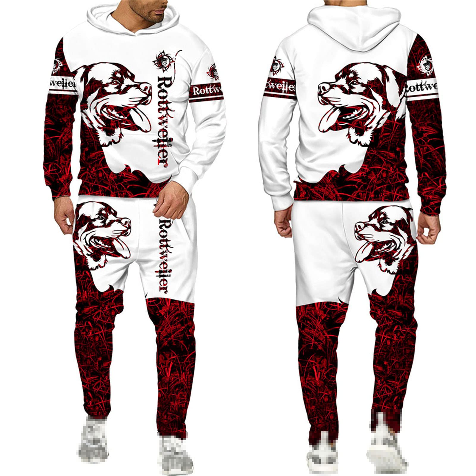 Uomo con cappuccio Sportswear 3D Stampa Cane Moda Boxe Abiti Uomo Abbigliamento Sportivo Abiti Autunno Streetwear, 1, L