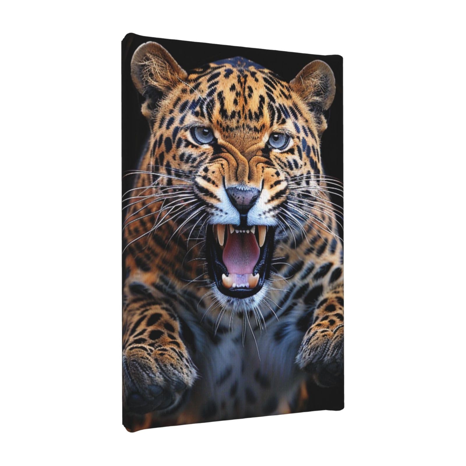 YKLJG Cute Leopard Printed Wall Art Canvas Painting 20x30 CM Wooden Framed Picture Painting Artwork Prints for Bedroom Kitchen Home Office Decor