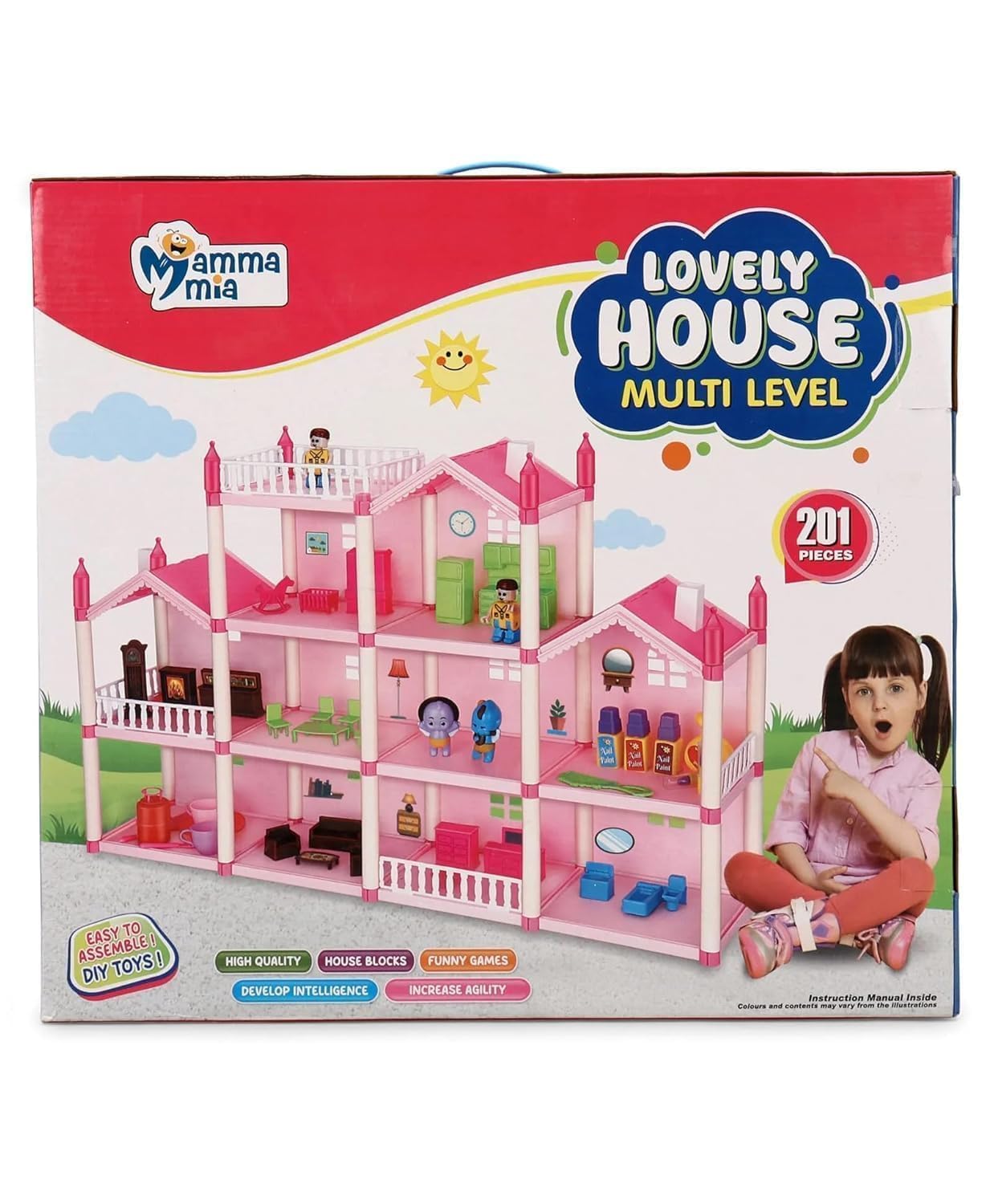 Pink Doll House - 4 Room Castle Playset -15 Pink Doll House - 4 Room Castle Playset -15