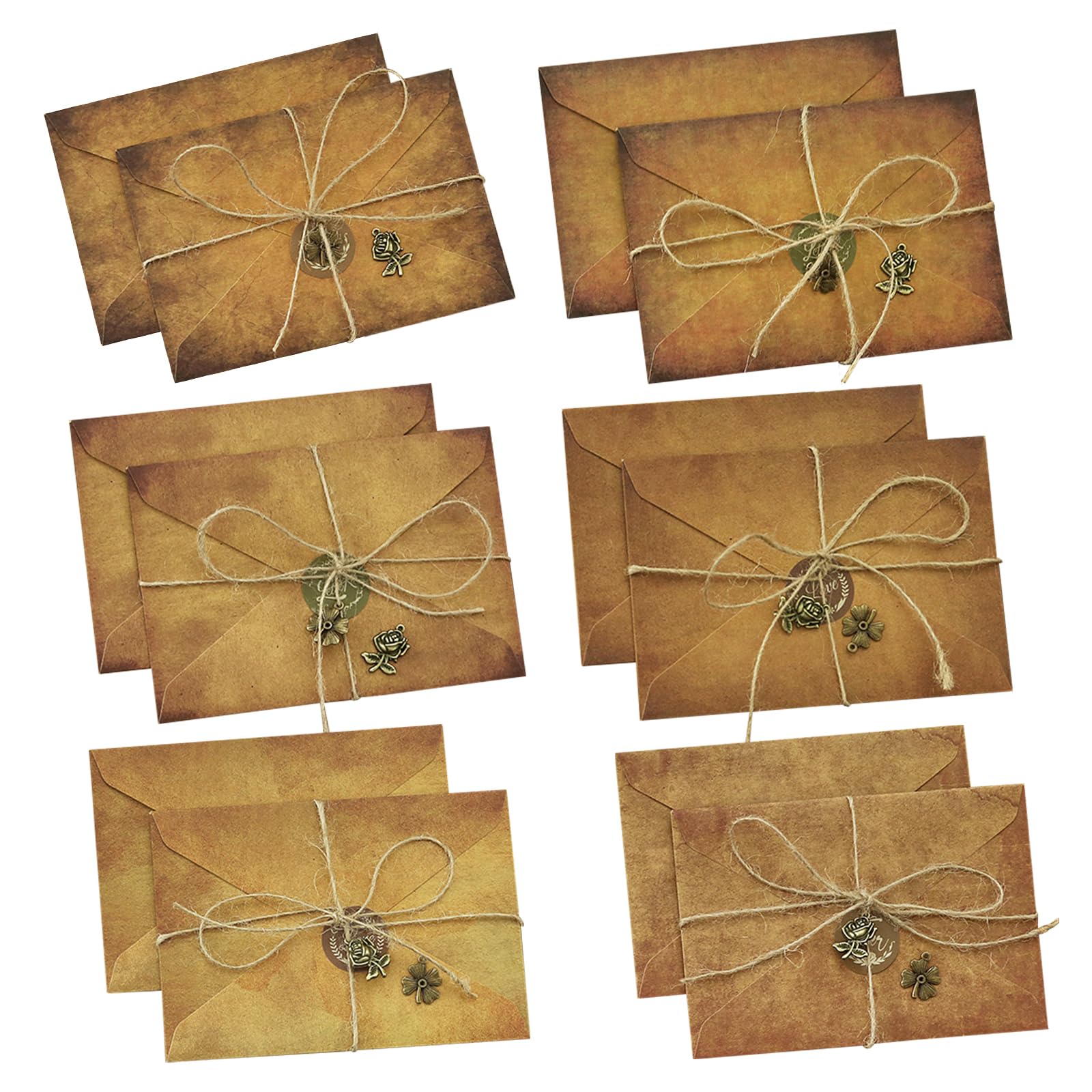 JJQHYC Sobres y Papel de Carta Vintage A5 Sobres Regalo de Aspecto Antiguo, Sobres Pequeños Sobres Invitaciones boda Juegos de Papel de Papelería Vintage para saludos e invitaciones