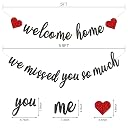 Gifloon Pre-Strung Welcome Home We Missed You So Much Banner for Military Army Returning, Homecoming Party Decorations, Black gallery image