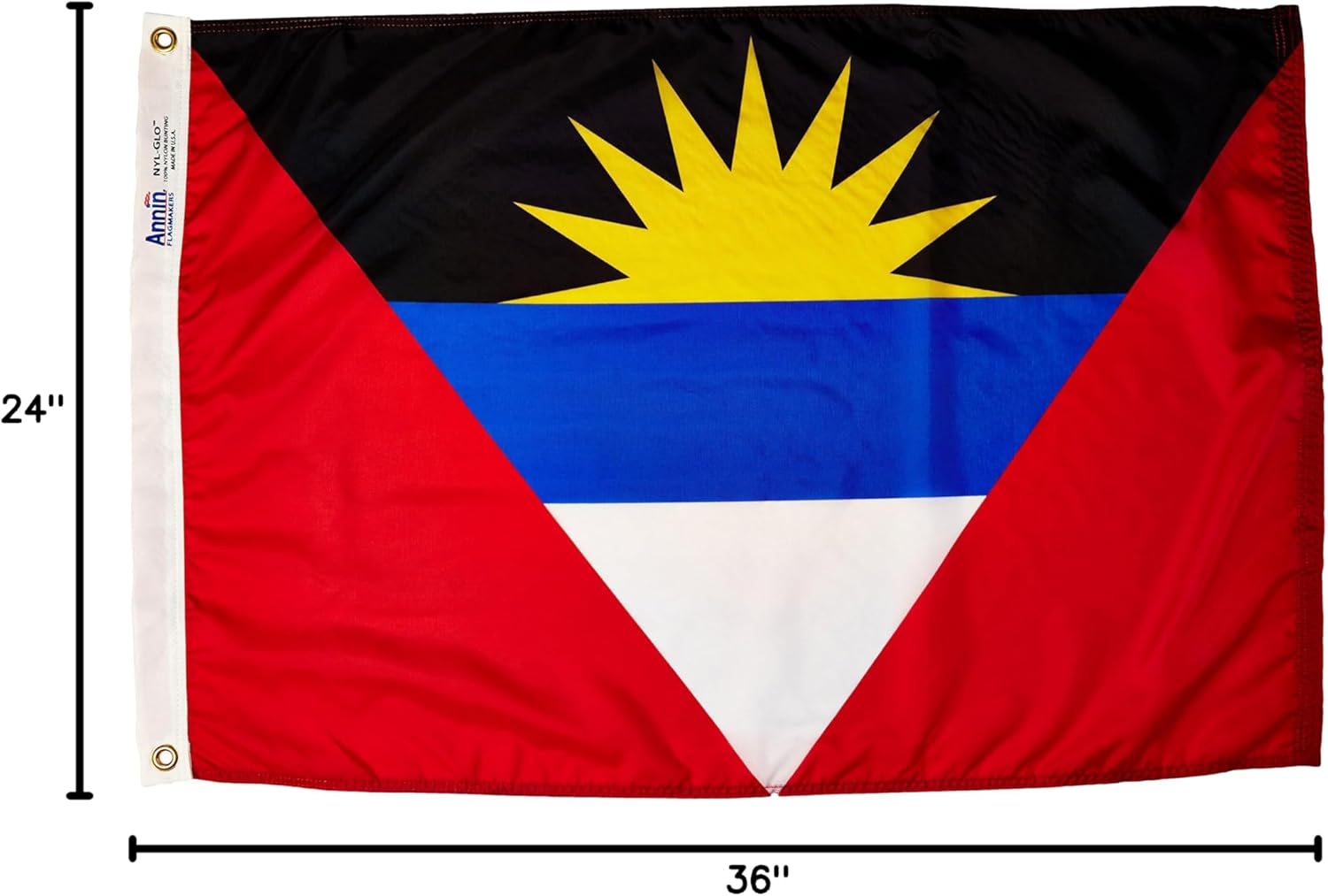 Annin Flagmakers Antigua & Barbuda Flag USA-Made to Official United Nations Design Specifications, 2 x 3 Feet (Model 190345)