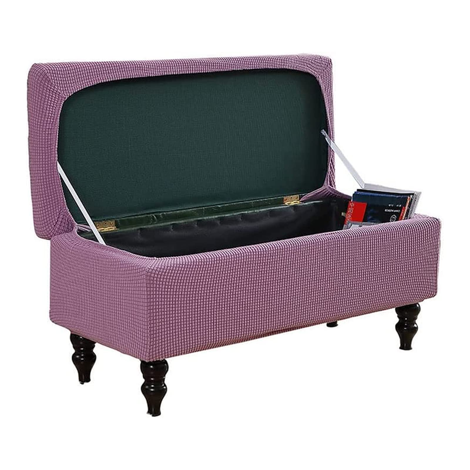Mswborml Light Purple,120~160cm, Luxury Ottoman Cover Rectangle Extra Large with Lid, Large Rectangle Ottoman Covers Stretch Folding Storage Ottoman Bench Cover, Dustproof Storage Ottoman Slip Covers