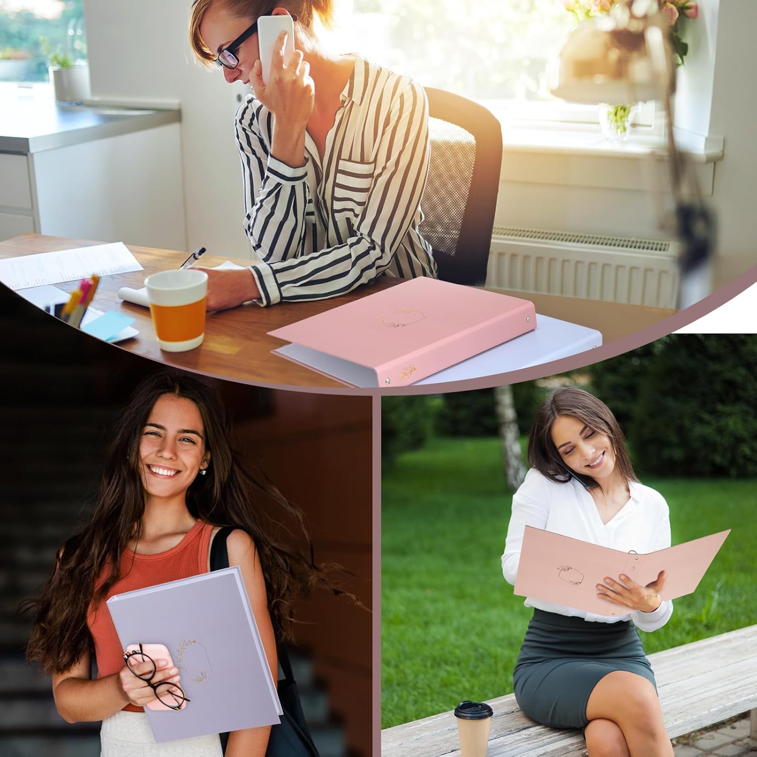 6 Pcs Aesthetic 3 Ring Binder Sturdy Cute Binder Decorative Fits 8.5 x 11 Inch Letter Sized Paper for Women Men School Office Home Supplies Work Organize Paperwork (Light Colors,1 Inch) - Image 7