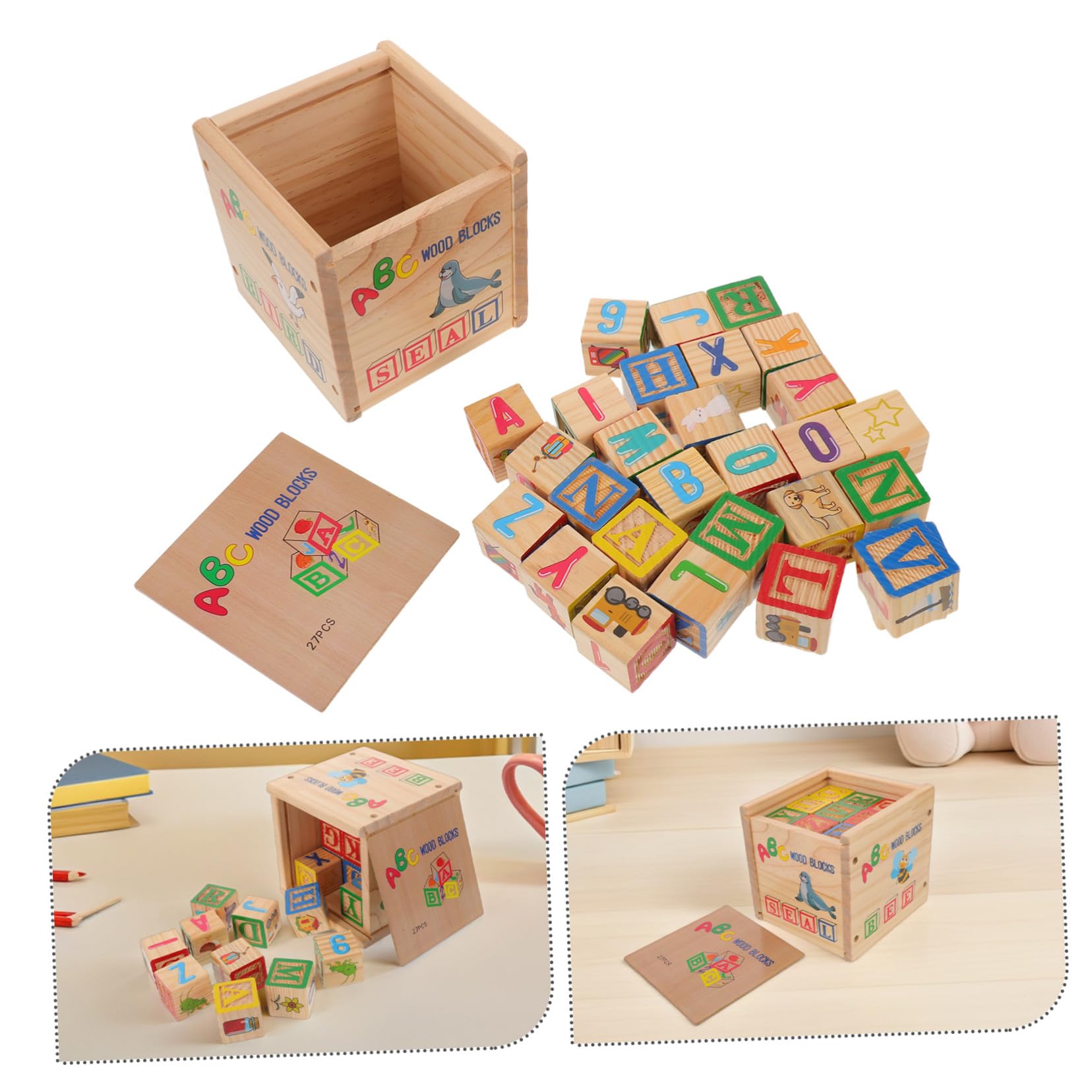 Hohopeti Bloques de Madera para Letras del Alfabeto y Números Mayúsculas Apilables y Coloridos Juguetes Montessori Educativos para Preescolares de Seguro y Natural para Desarrollo y