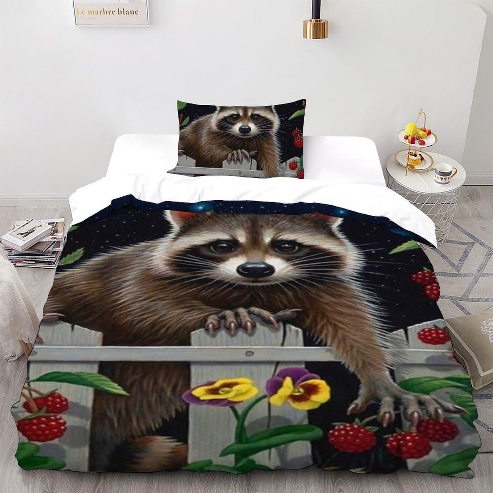 Housse de couette raton laveur 135x200cm le cadeau d'anniversaire parfait pour une chambre d'enfant