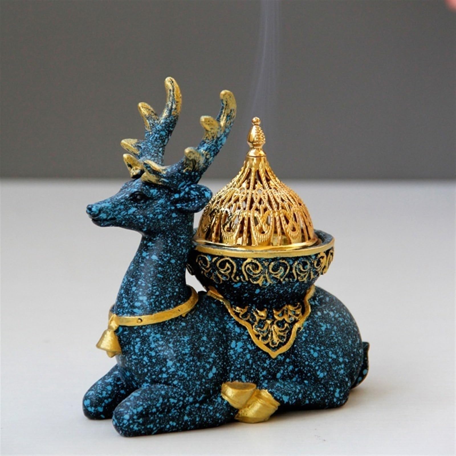 Łapacz popiołów kadzideł Marmurowy wzorzysty kadzidło z renifera, wykwintny żywicy, przenośny w kształcie kadzidła stożka do domowego biura Joga Spa Decor(Deep Blue)
