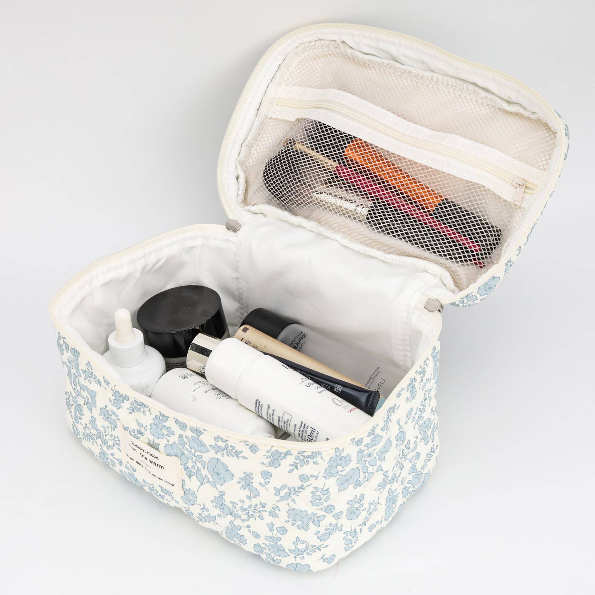 Linpr Large Makeup Bag for Women & Girls, Cute Cosmetic Organiser with Multiple Compartments - Image 3
