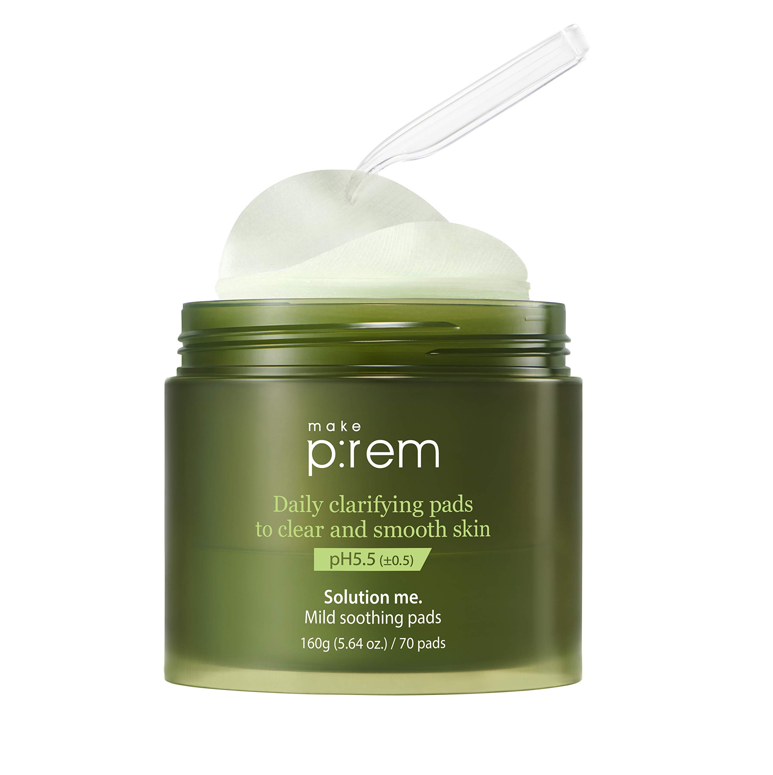 make prem Solution me Mild soothing pads 70 pads Non-comedogenic, Facial pad, pH-balanced essence For all skin type 160g, 5.64 fl.oz.