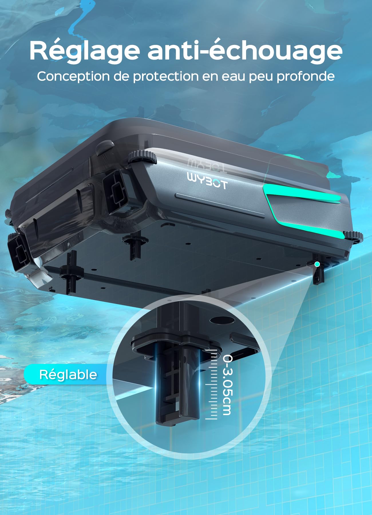 WYBOT F1 Skimmer Piscine Hors Sol Double Énergie (Solaire + Batterie), Nettoie La Surface De L’Eau, Pilotage par App, Fonctionne 24h/24, pour Toutes Piscines – Robot Piscine sans Fil,Vert Olive