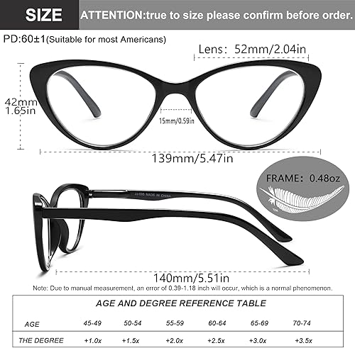 Miniatura 3 de EYEURL Paquete de 4 lentes de lectura de ojo de gato para mujer, lectores con bloqueo de luz azul con bisagras de resorte, anteojos de lectura
