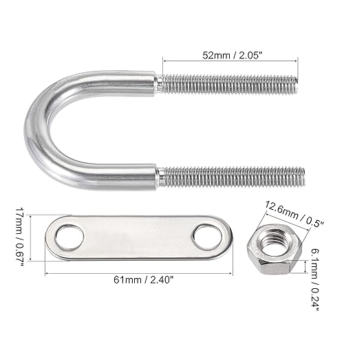 Miniatura 9 de Perno en U redondo M12x46mmx150mm Acero Inoxidable 304 con Placa de Tuerca