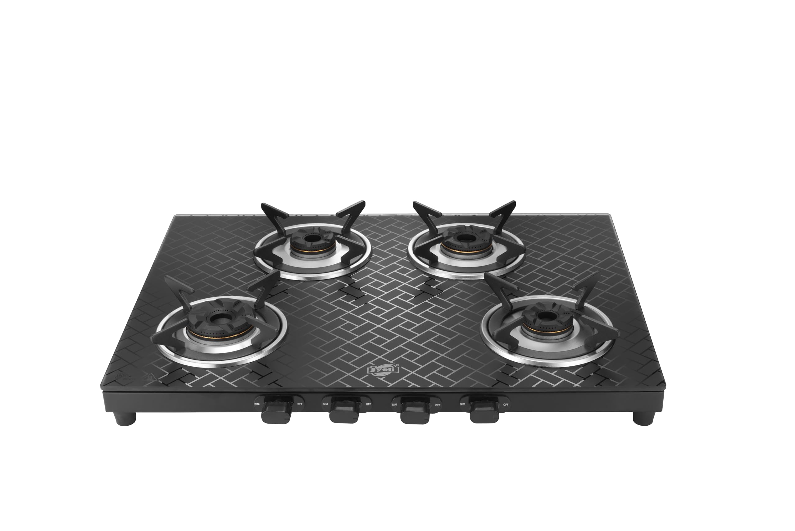 Jyoti 427 Sleek Maze 3D | 4 burner Gas Stove | Toughened Glass Cooktop | Gas Saving 3D Tornado Brass Burners with SS Frame Base (427 Maze 3D)-image-43