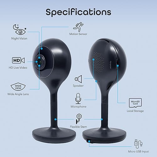 Miniatura 9 de Geeni - 2 cámaras inteligentes de seguridadvigilancia LOOK para interiores 1080p HD con conversación de 2 vías y detección de movimiento funciona