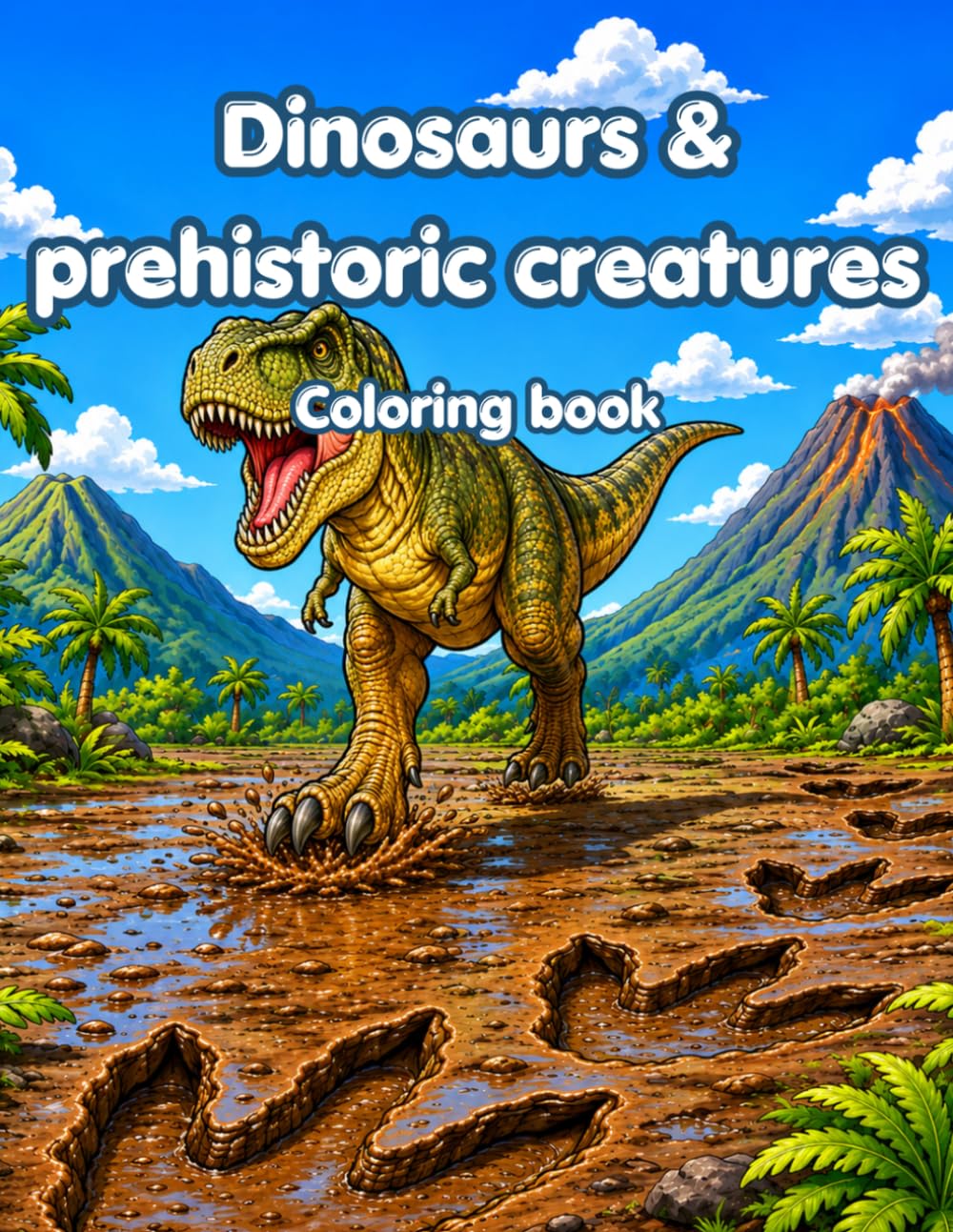 Dinosaurs & prehistoric creatures coloring book: For kids ages 6-9