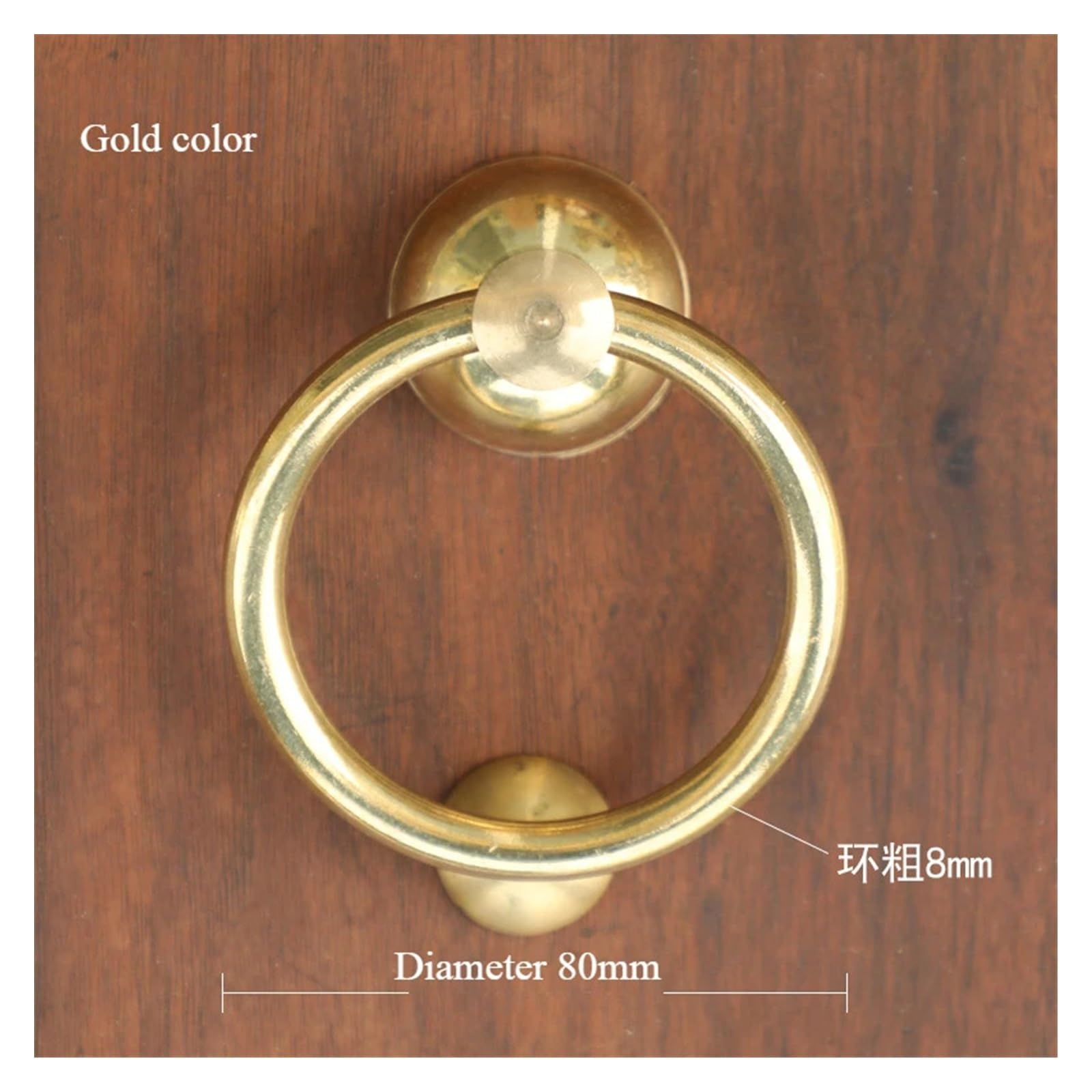 1 szt. Vintage solidna mosiężna drewniana kołatka do drzwi wytrzymały uchwyt meblowy wystroju domu w stylu Retro(80mm gold fitting)