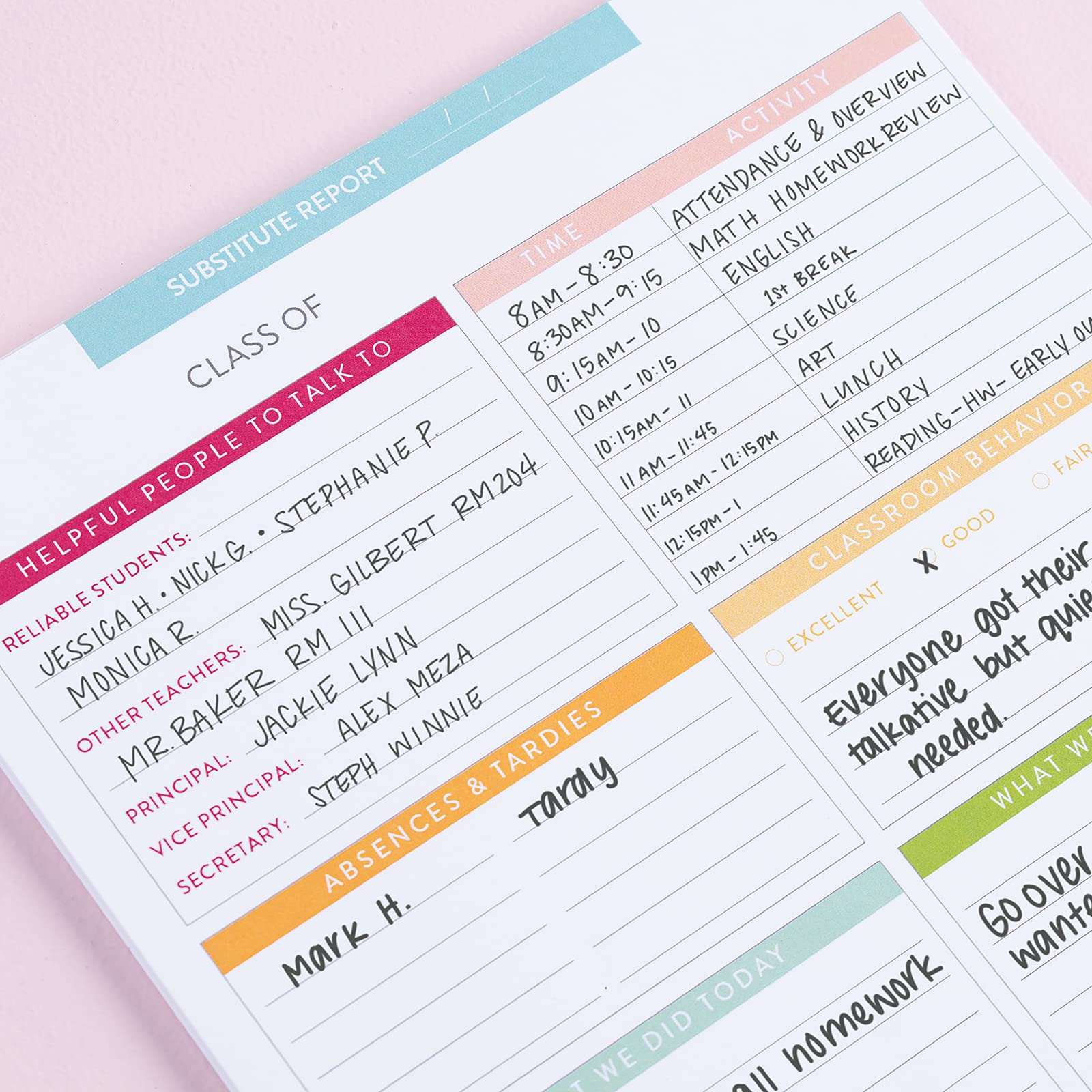 2024-2025 Teacher Planner Erin Condren Substitute Teacher Notepad - 25 ...