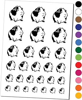 Cute Spotted Guinea Pig Temporary Tattoo Water Resistant Fake Body Art Set Collection - Black (One Sheet)