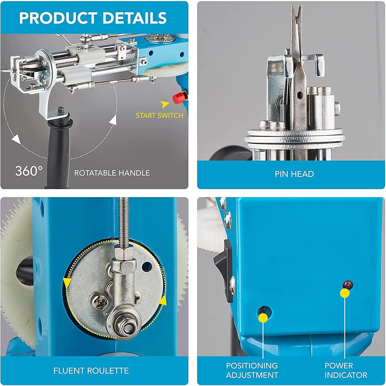 2 in 1 Cut and Loop Pile Rug Tufting Gun, Carpet Weaving Flocking Kit, High Speed Knitting Machine Home DIY Tools for Mat High Speed Weaving of Carpets