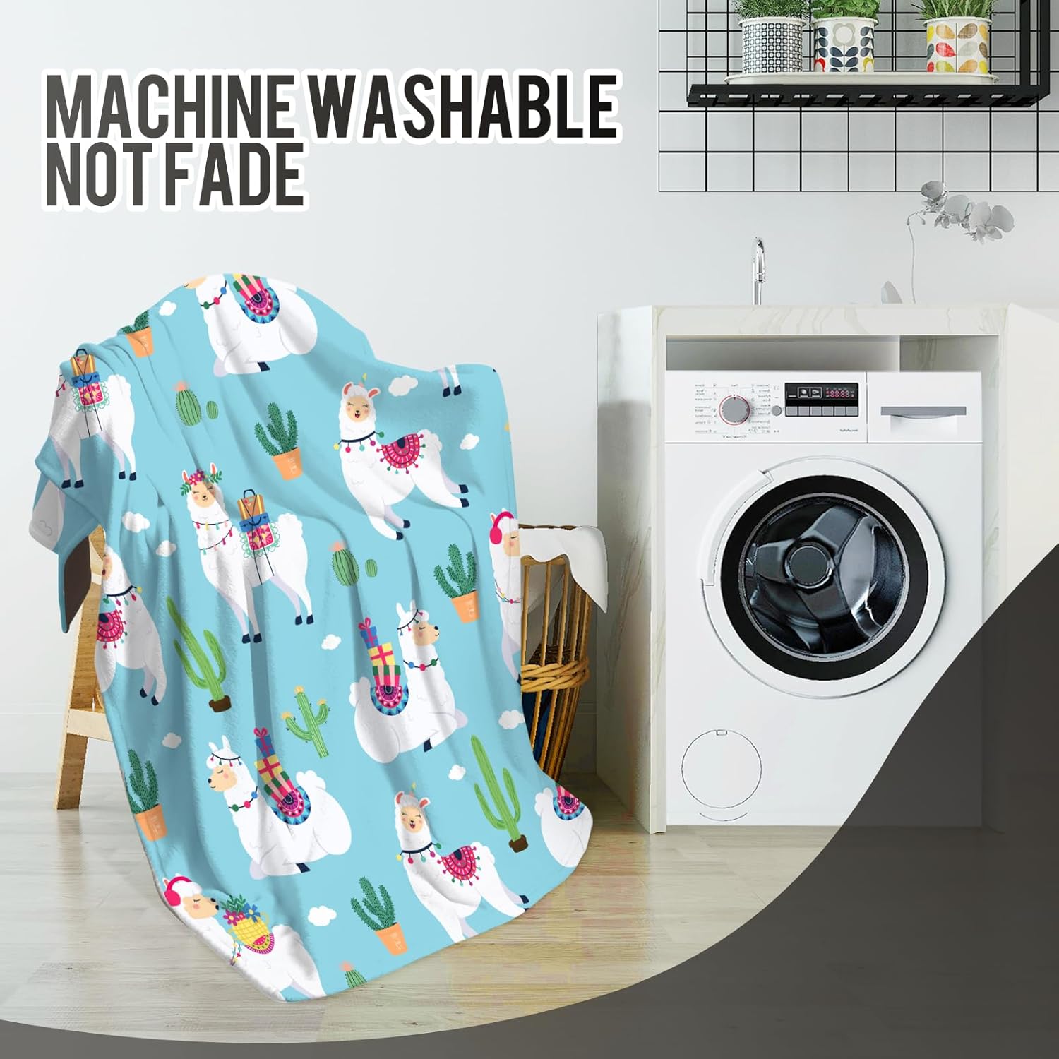 Levens Llama Blanket 60"x50" Llama Gifts for Women Girls, Cute Cactus Llamas Alpaca Throw Blanket Decor for Couch Bed, Soft Cozy Lightweight Flannel Blankets for Kids - Image 5